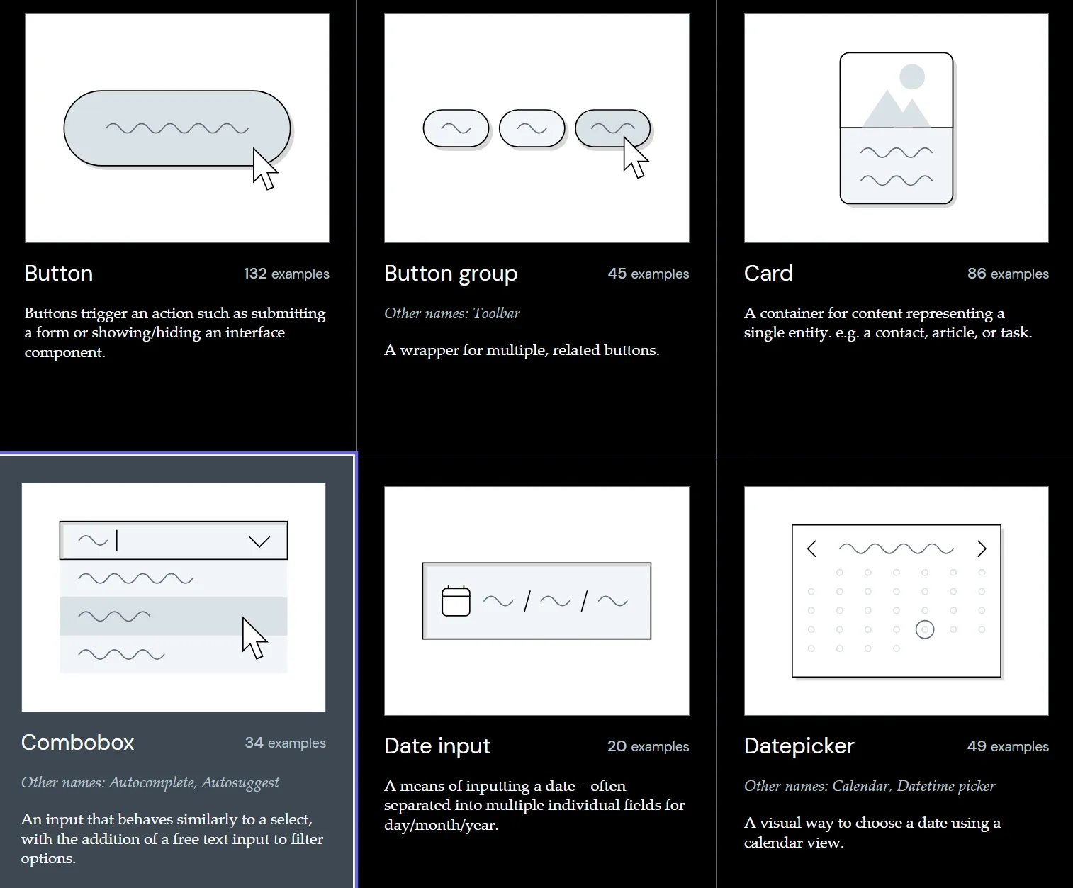 Component Gallery - распространенные названия UI элементов Component Gallery от Иэна Бина. Здесь собраны распространенные названия UI элементов