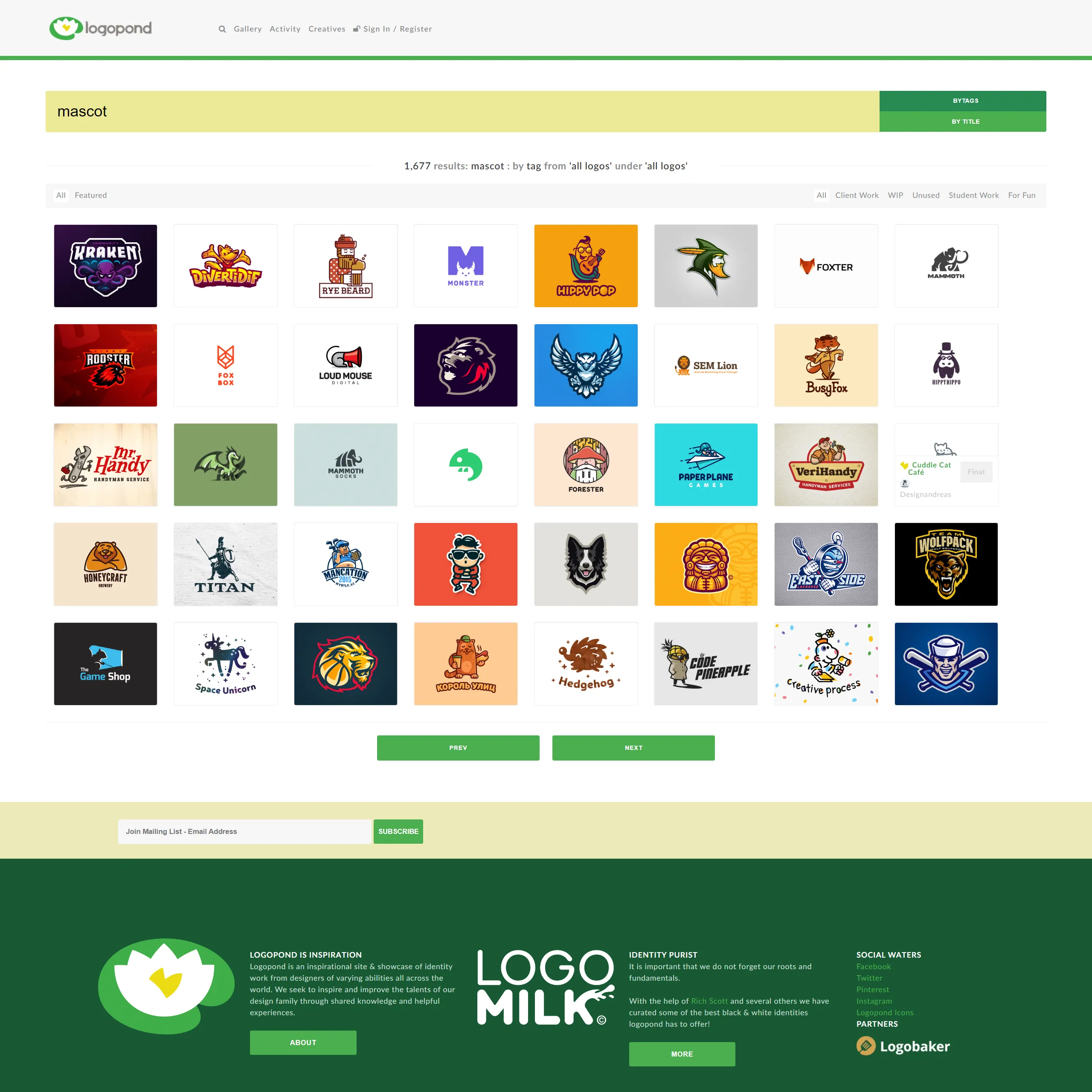 Дизайн-референсы - скриншот сайта Logopond