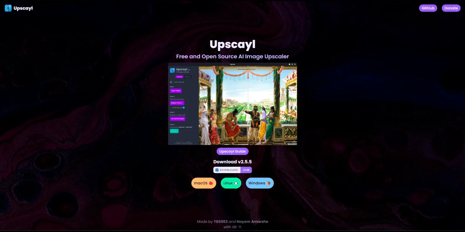 Бесплатный апскейлер Upscayl - скриншот с сайта